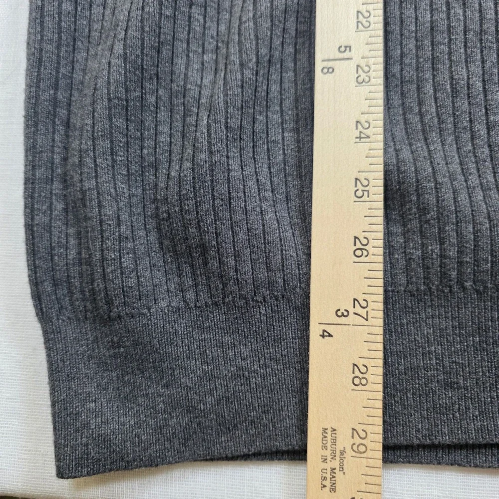 Duluth Trading Co Sweater Mens Large Gray Merino Wool Coolmax Ribbed Crew Neck